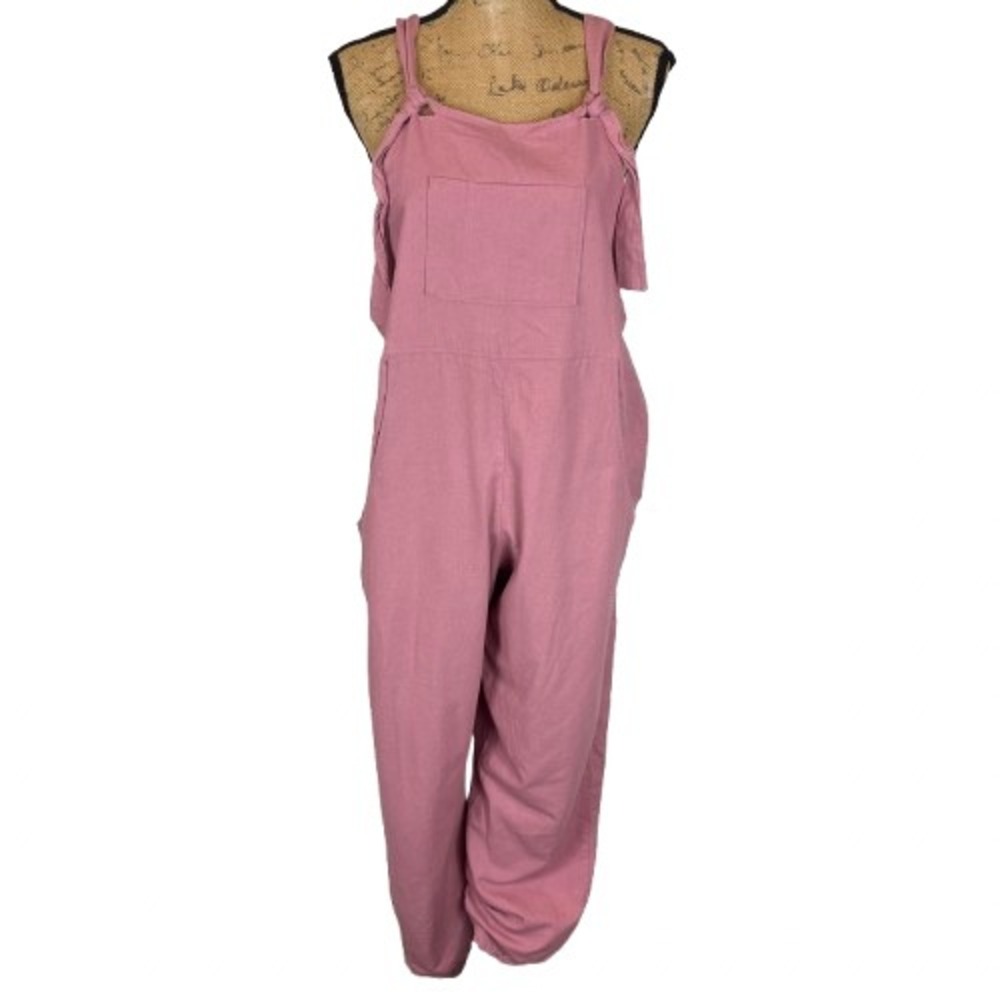 Farmhouse Frocks Tie Strap Bib Overalls Dusty Pink Cottagecore Spring Size Small